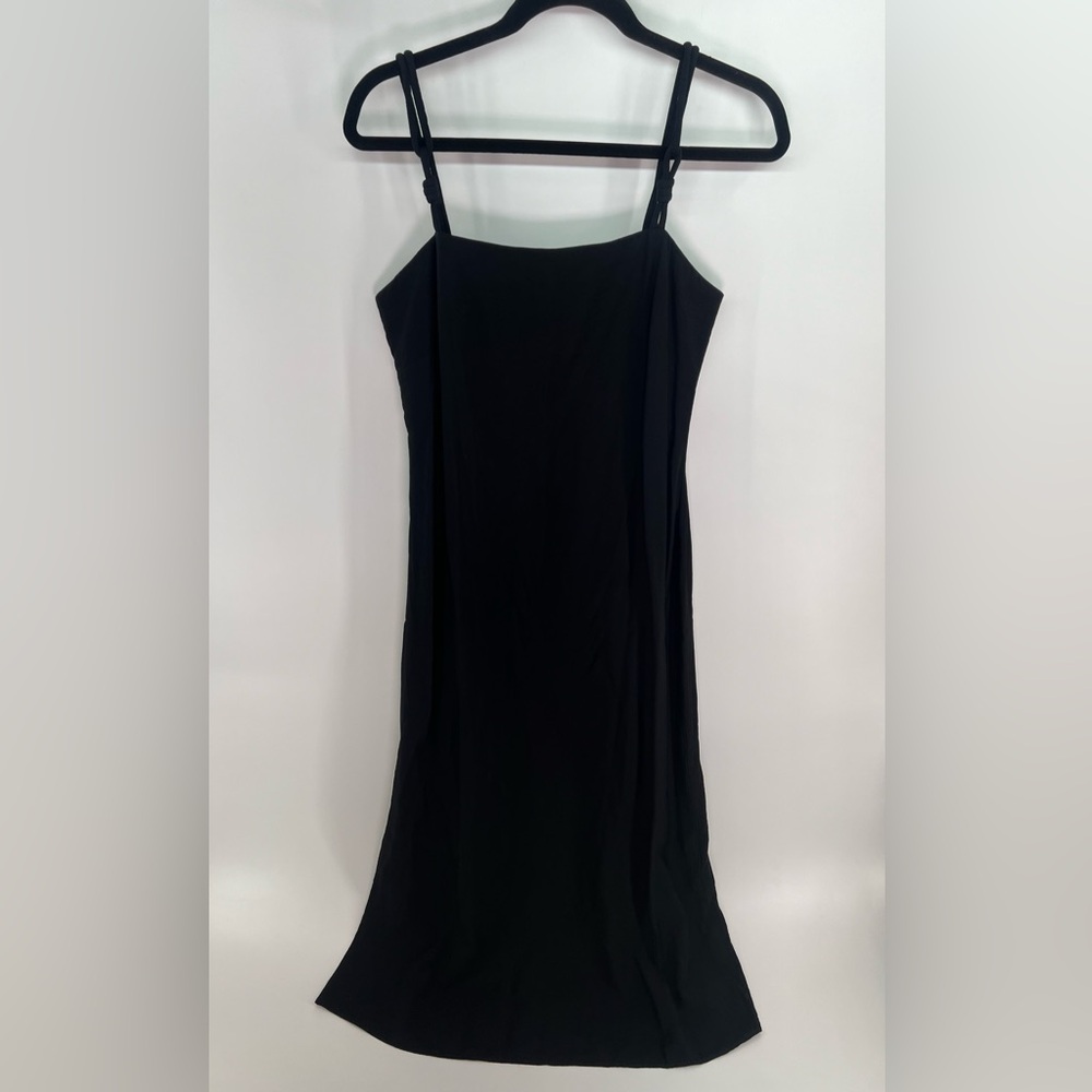 ANTONIO MELANI Black Isabella Satin Slip Square Neck Sleeveless Midi Dress 6 Six - Picture 5 of 10